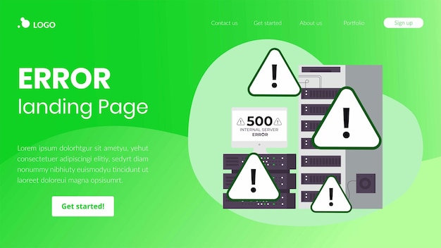 error landing page design and warning illustration