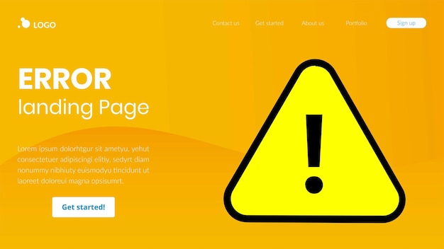 error landing page design and warning illustration