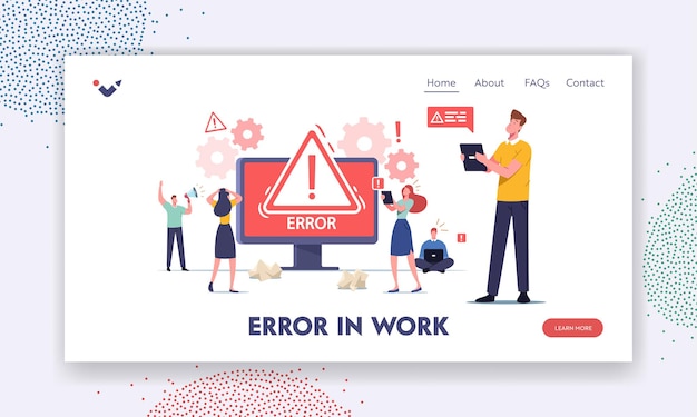 Error in Work Landing Page Template. Tiny Male and Female Characters Holding Gadgets. Website 404 Page Not Found, Broken Internet Connection Site Under Construction. Cartoon People Vector Illustration