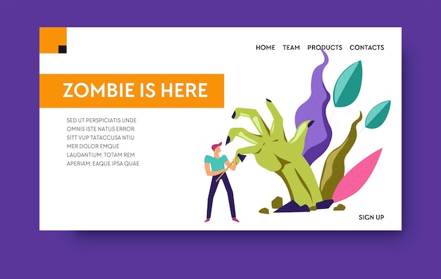 Escape room or online zombie game landing web page