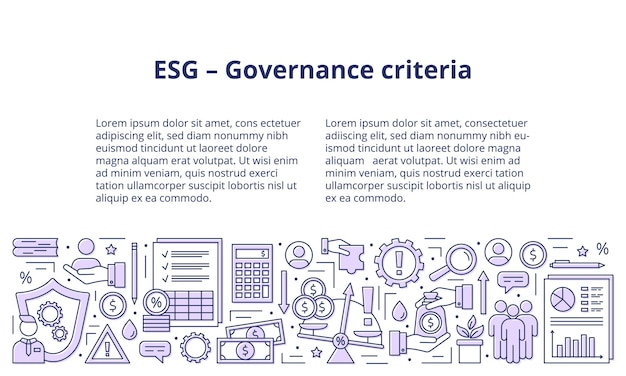 Vector esg governance concepts icons set banner template vector illustration isolated on a white background