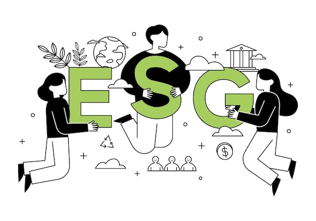 Vector esg management environmental social and governance business concept vector line illustration