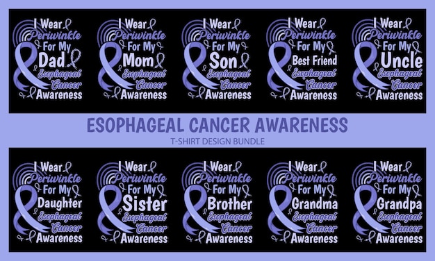 Esophageal Cancer Awareness Lettering T-shirt Design With Periwinkle Ribbon Best for Print Design