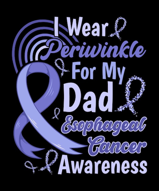 Esophageal Cancer Awareness Lettering T-shirt Design With Periwinkle Ribbon Best for Print Design