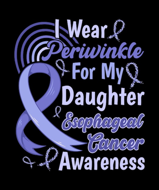 Esophageal Cancer Awareness Lettering T-shirt Design With Periwinkle Ribbon Best for Print Design