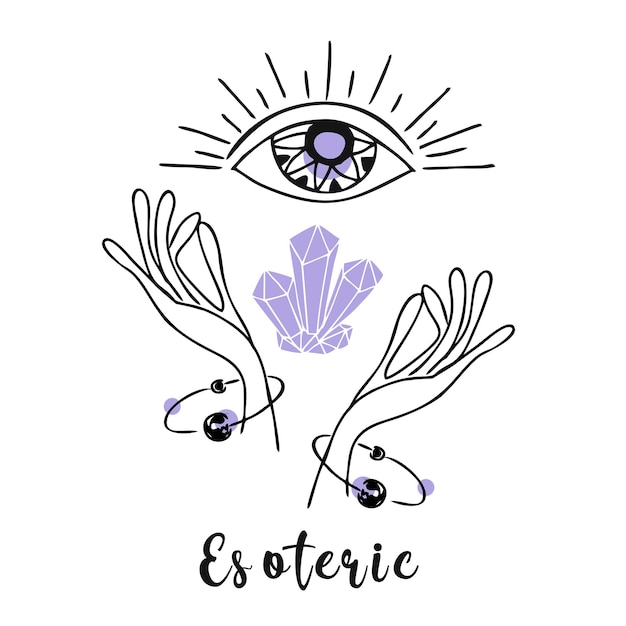 Esoteric The allseeing eye The world of the unknown Mysticism Vector