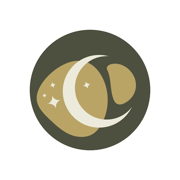 Esoteric icon for a blog with a crescent Mystical or magical social media blog