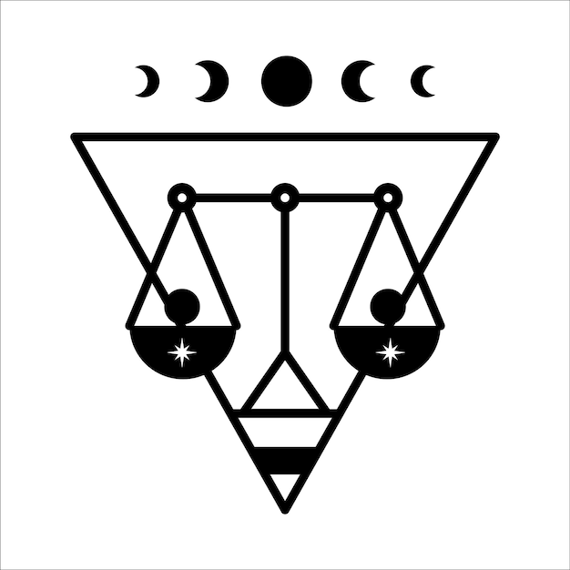 Esoteric scales with moon phases linear icon Mystic and esoteric simple icon