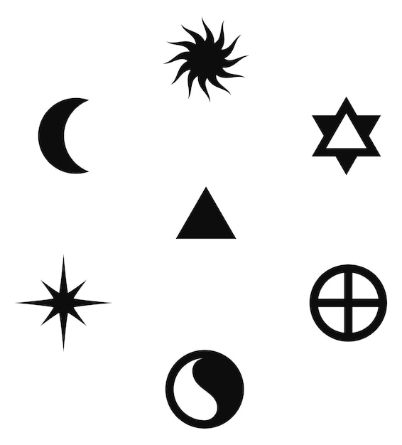 Esoteric signs Magic sacred solar lunar symbols