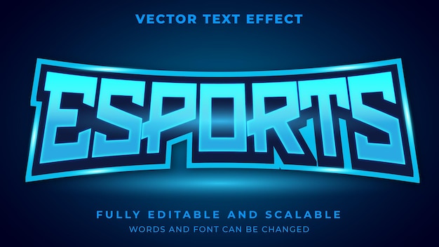 Esport game with neon blue color graphic style editable text effect