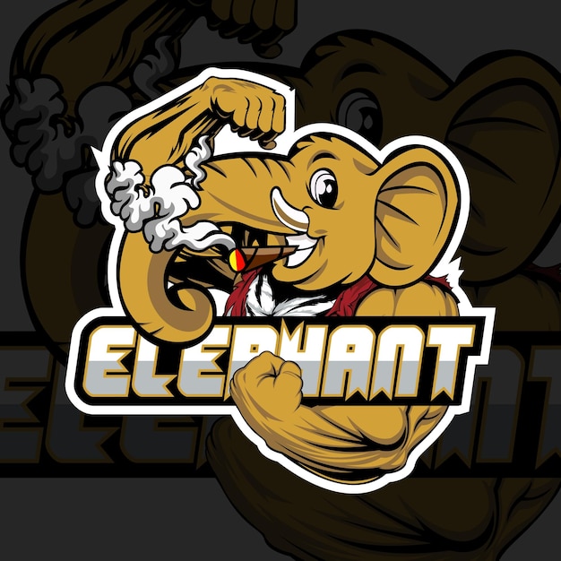 Esport Mascot elephant logo with smoke