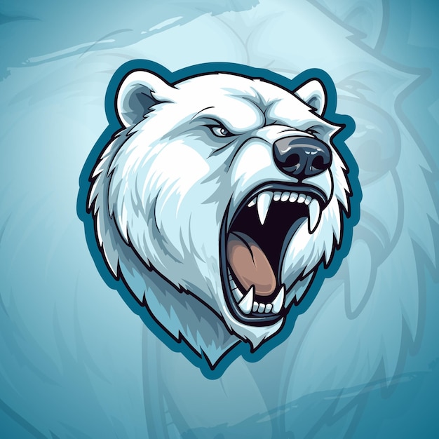 Esport and Sport Team Polar Bear Mascot Logo Modern Vector Illustration for Printing