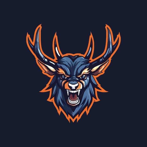 Esport style logo design angry deer vector illustration