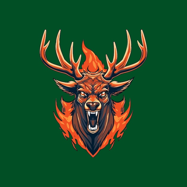 Esport style logo design angry deer vector illustration