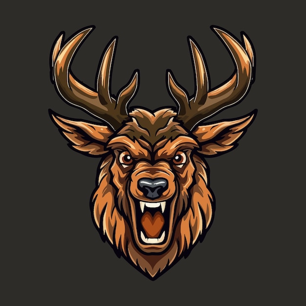 Esport style logo design angry deer vector illustration