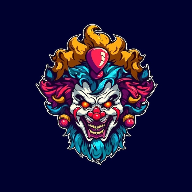 Esport style logo design clown vector illustration