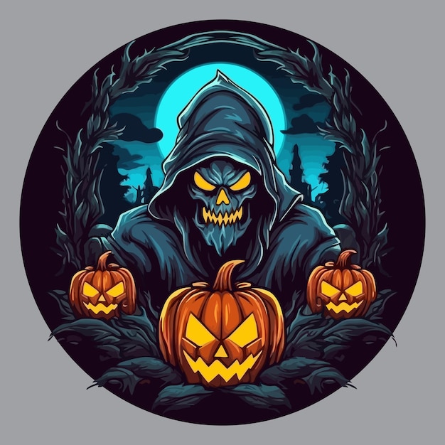 Esport style logo design halloween vector illustration