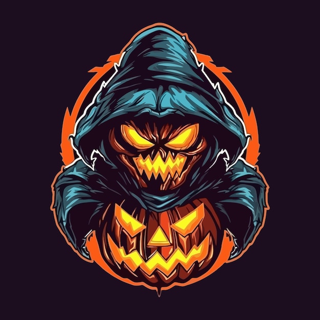 Esport style logo design halloween vector illustration