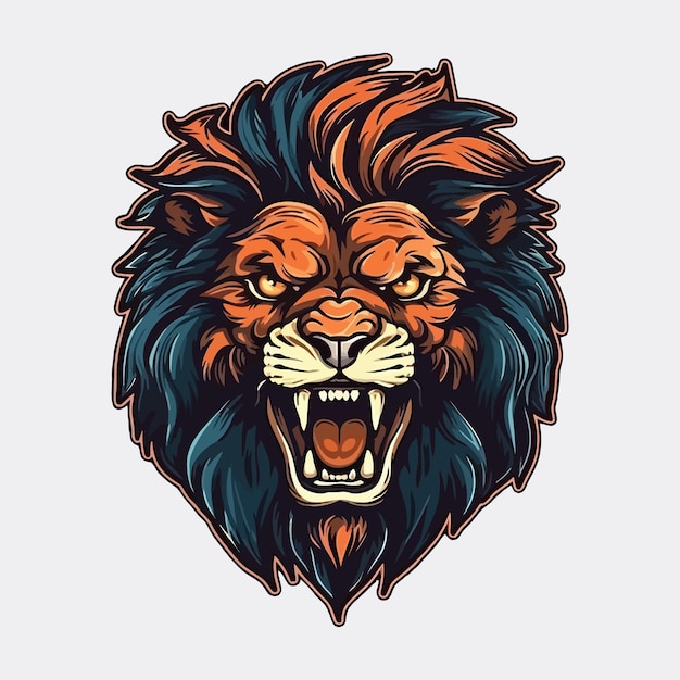 Esport style logo design lion vector illustration