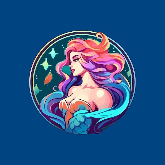 Esport style logo design mermaid vector illustration