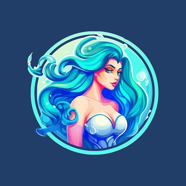 Esport style logo design mermaid vector illustration