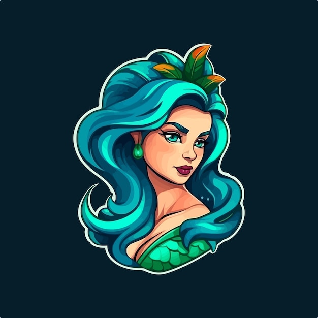 Esport style logo design mermaid vector illustration