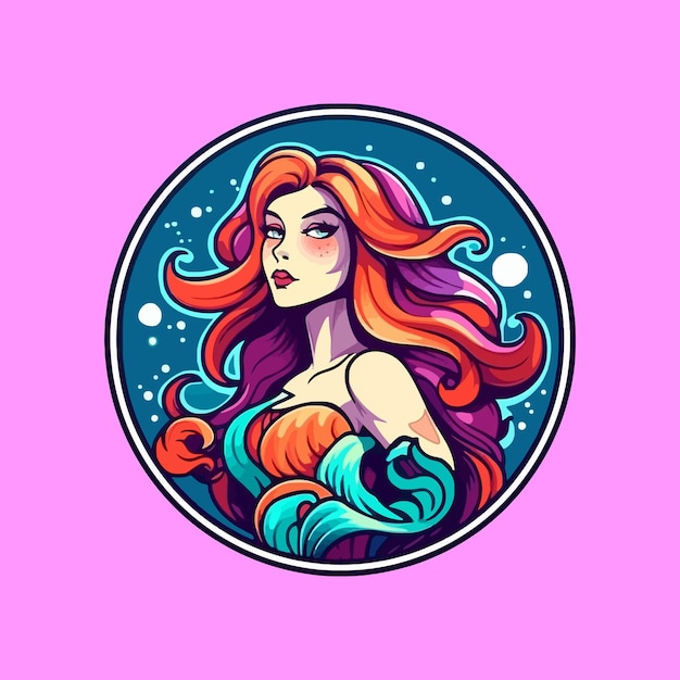 Esport style logo design mermaid vector illustration