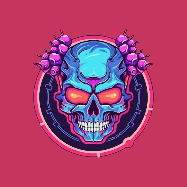 Esport style logo design skull futuristic vector illustration