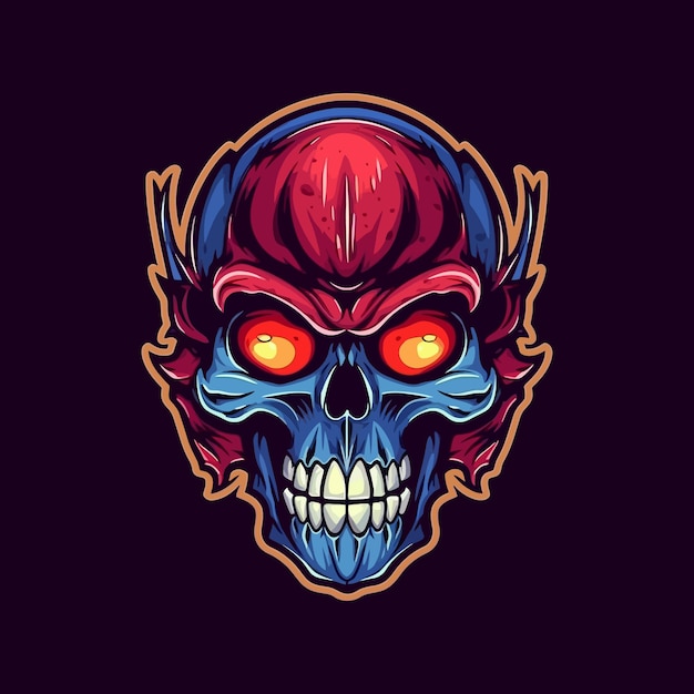 Esport style logo design skull vector illustration