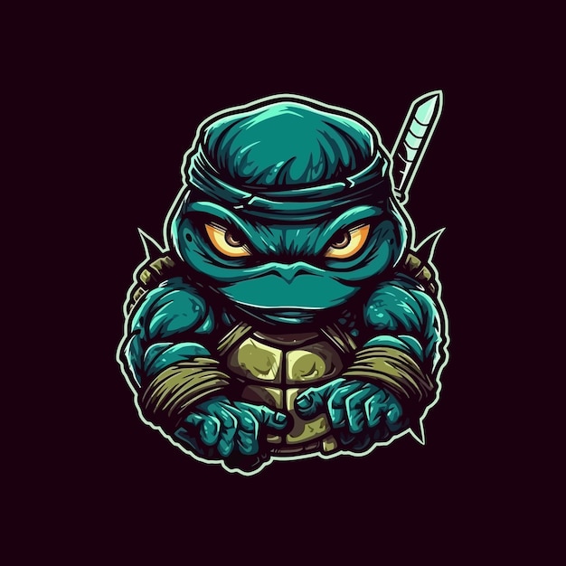 Esport style logo design turtle ninja vector illustration