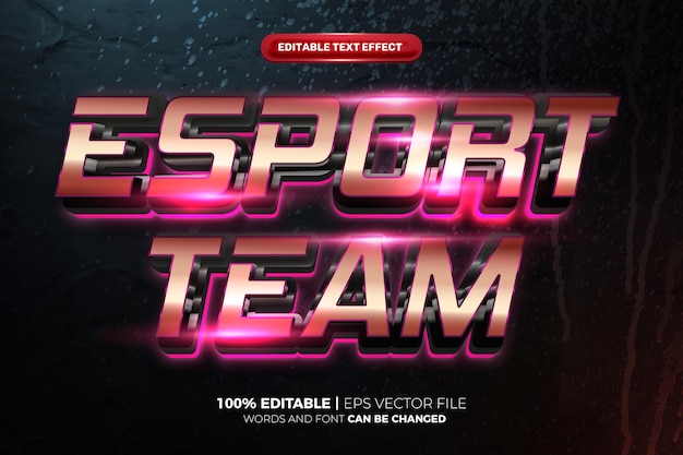 Esport Team Glow 3D Editable Text Effect