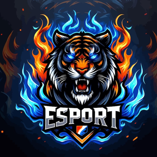 an esports logo of flames tiger