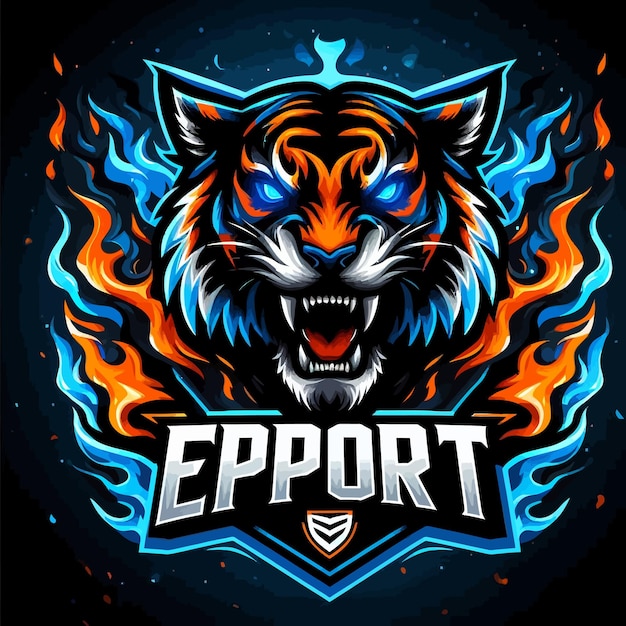 an esports logo of flames tiger