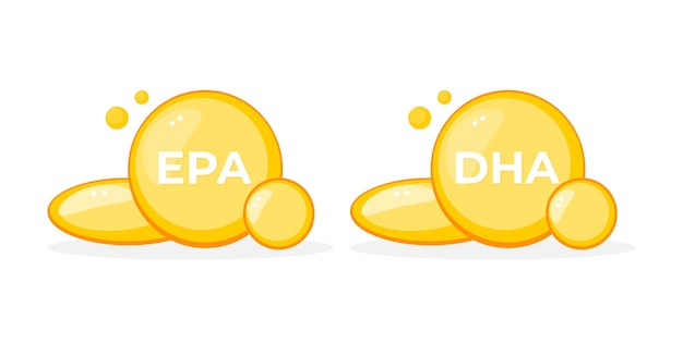 Essential fatty acids EPA and DHA in sunny yellow capsules