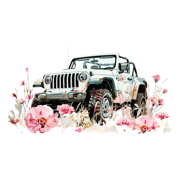 Esther Watercolor dahlia Floral car vector