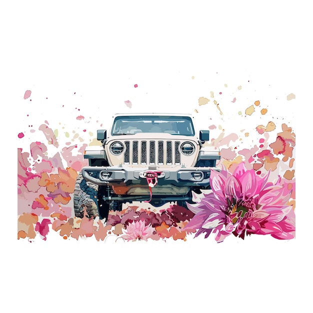 Esther Watercolor dahlia Floral car vector