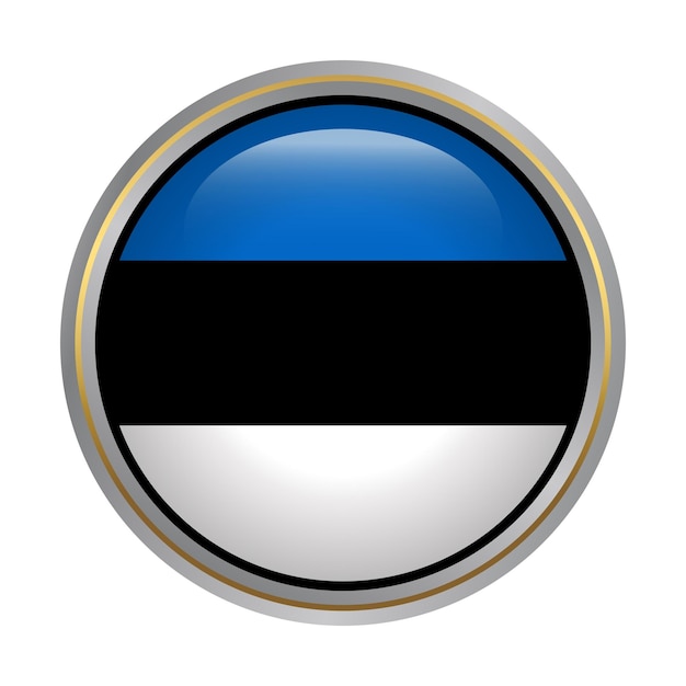 Estonia flag circle shape button glass texture on white