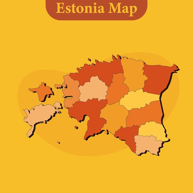 Estonia map vector with regions and cities lines and full every region