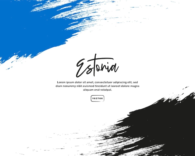 Estonian flag with brush stroke effect and text