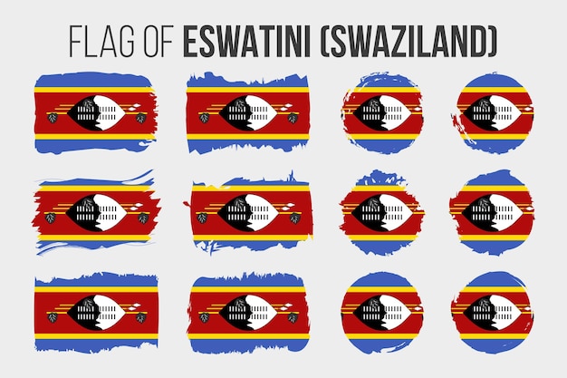 Eswatini flag Illustration brush stroke and grunge flags of Swaziland isolated on white