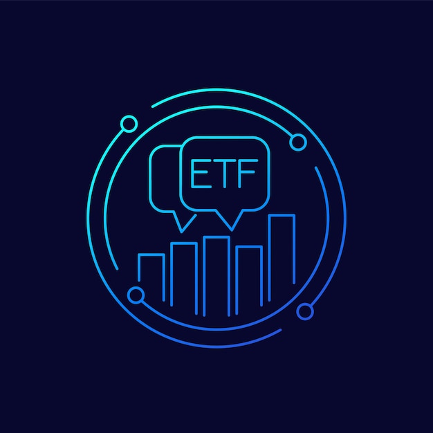 ETF trading line icon with a chart exchange traded funds