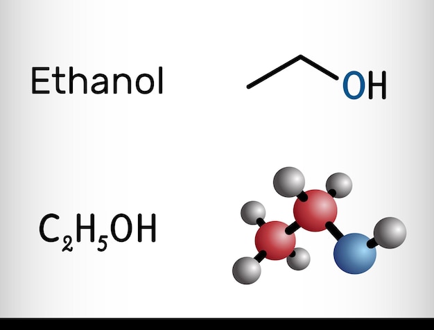 Ethanol C2H5OH molecule Structural chemical formula molecule model Vector