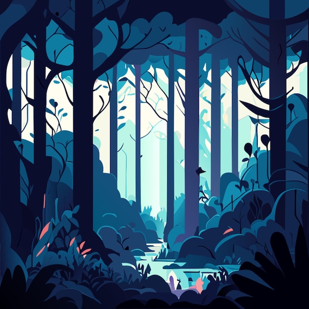 ethereal forest vector illustration