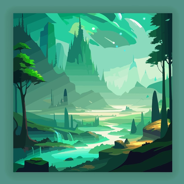 Ethereal green oasis a misty forest with dreamy textures Generative Ai