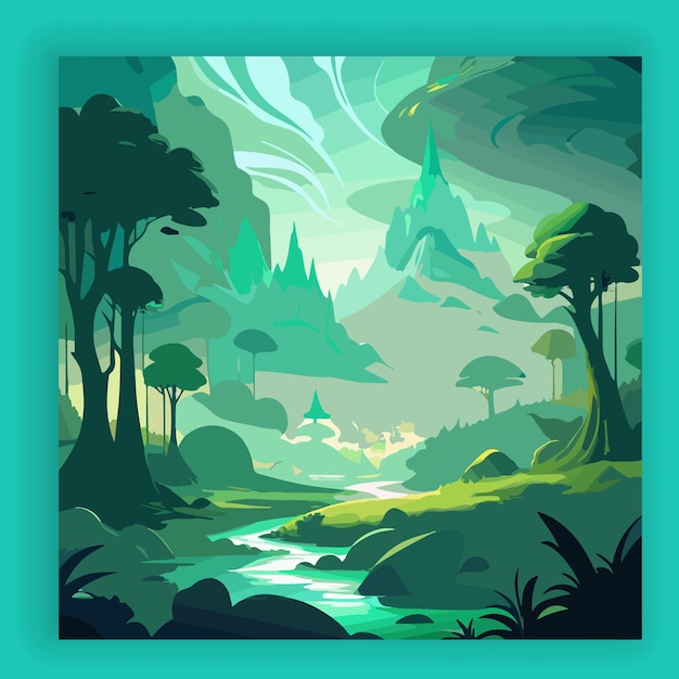 Ethereal green oasis a misty forest with dreamy textures Generative Ai