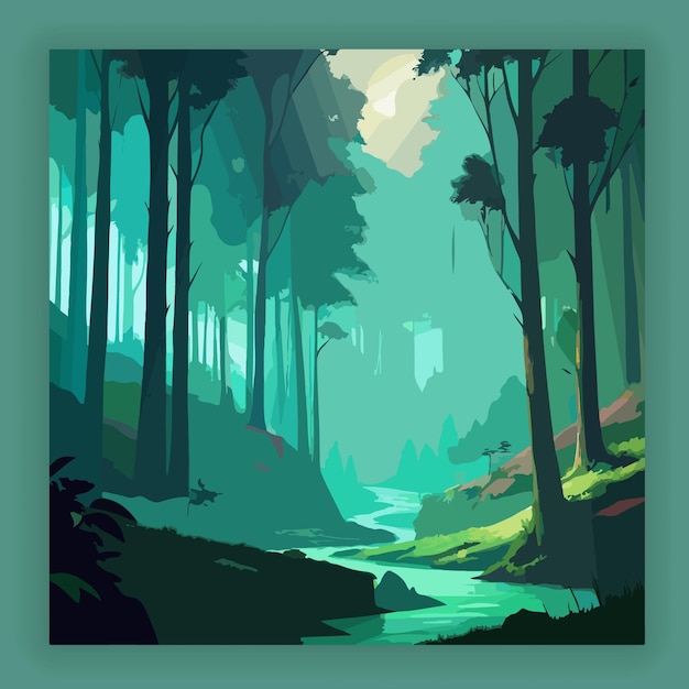 Ethereal green oasis a misty forest with dreamy textures Generative Ai