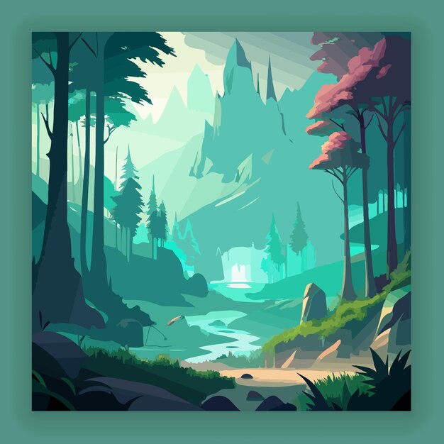 Ethereal green oasis a misty forest with dreamy textures Generative Ai