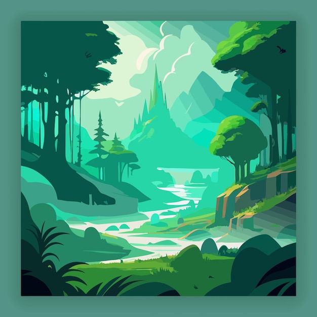 Ethereal green oasis a misty forest with dreamy textures Generative Ai