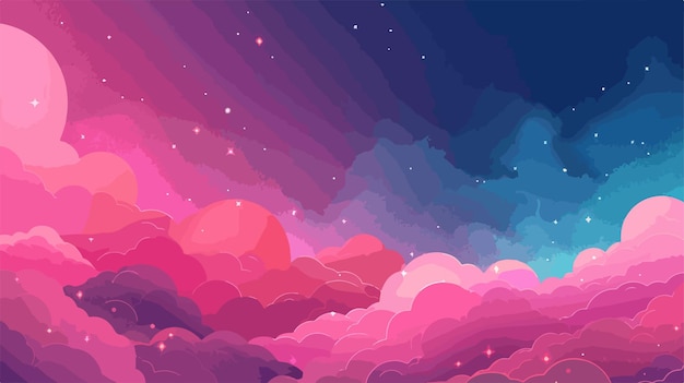 Vector ethereal pink cloud formations background