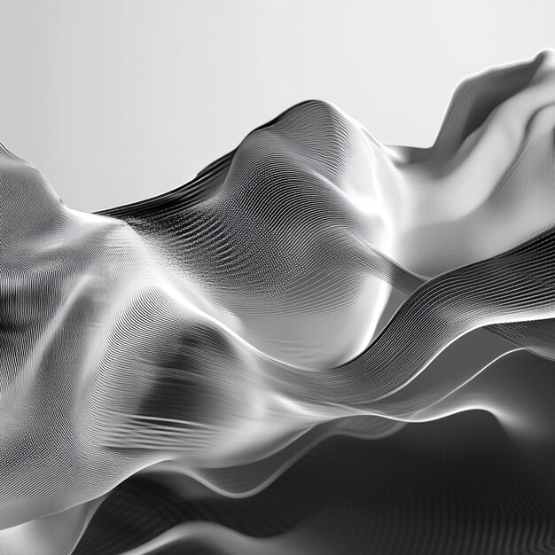 Vector ethereal waves a symphony of light and shadow in monochromatic digital abstraction